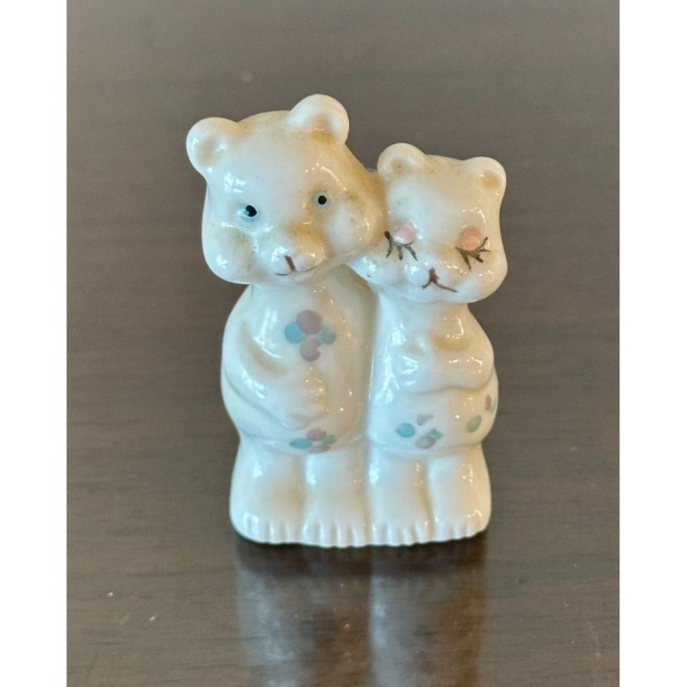 Vintage White Ceramic In Love Bear Duo Figurine